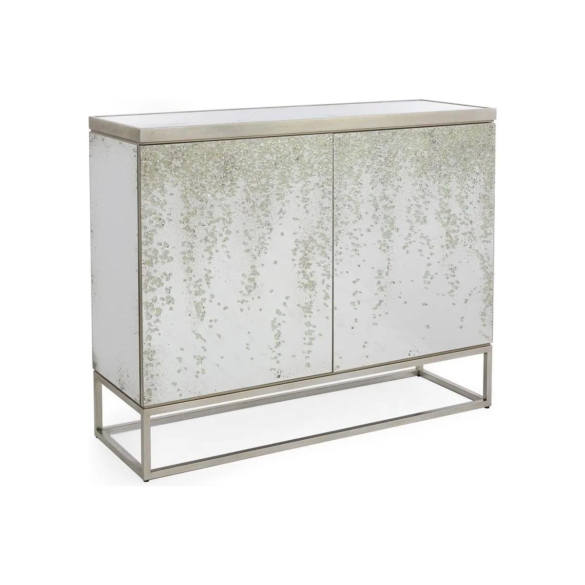 Aeolian Two-Door Cabinet - Off White,Silver