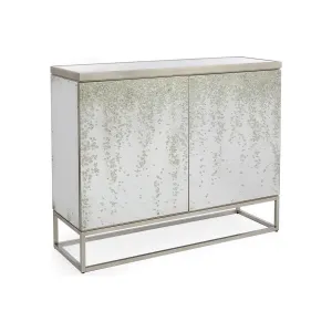 Aeolian Two-Door Cabinet - Off White,Silver