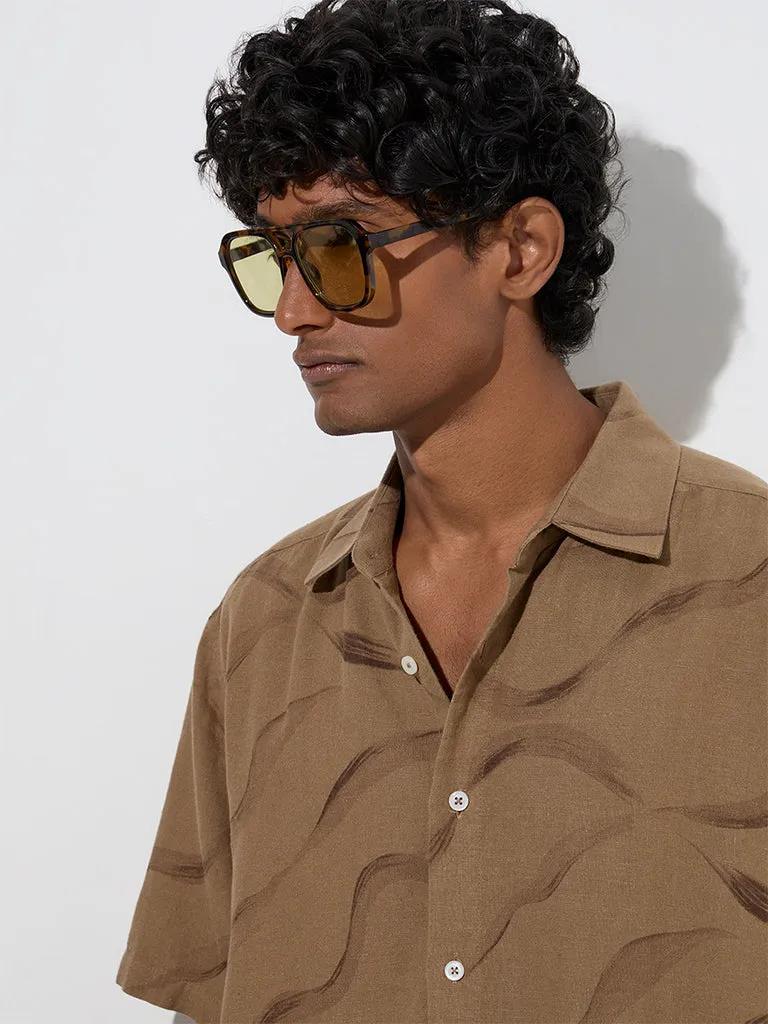 Ascot Taupe Abstract Pattern Relaxed-Fit Shirt