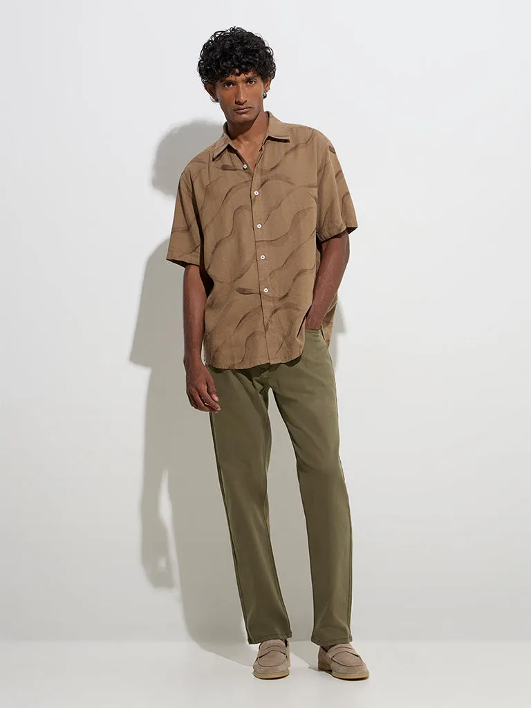 Ascot Taupe Abstract Pattern Relaxed-Fit Shirt