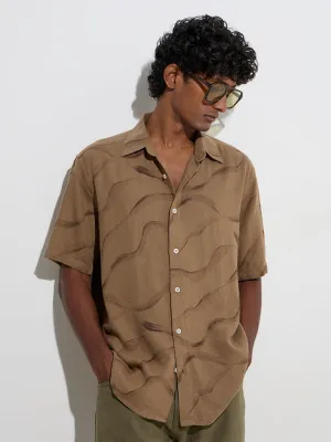 Ascot Taupe Abstract Pattern Relaxed-Fit Shirt