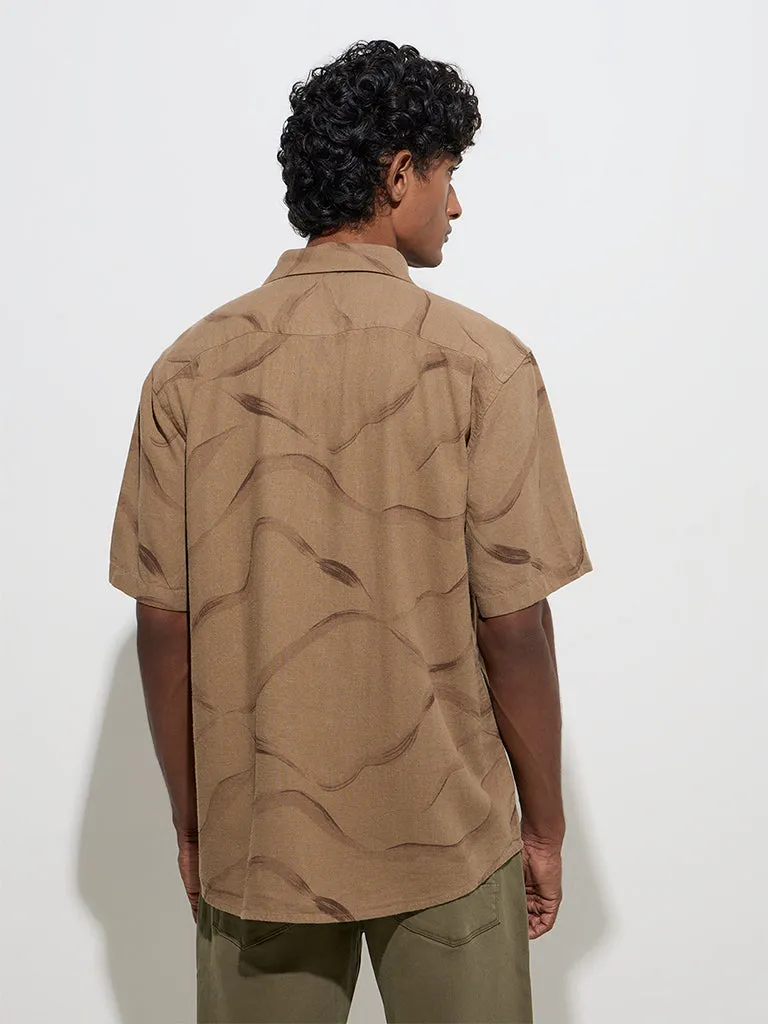Ascot Taupe Abstract Pattern Relaxed-Fit Shirt