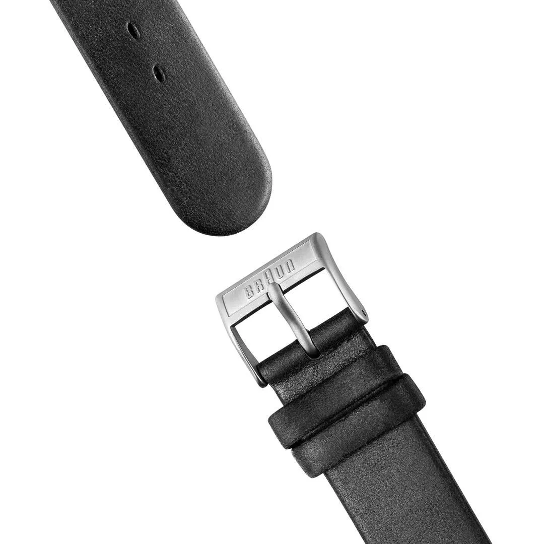AW10 Braun classic watch - black dial and black leather strap