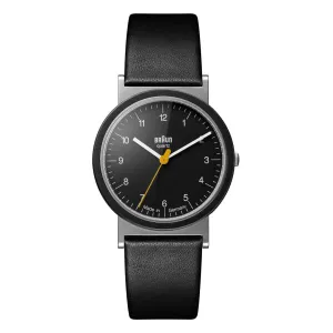 AW10 Braun classic watch - black dial and black leather strap