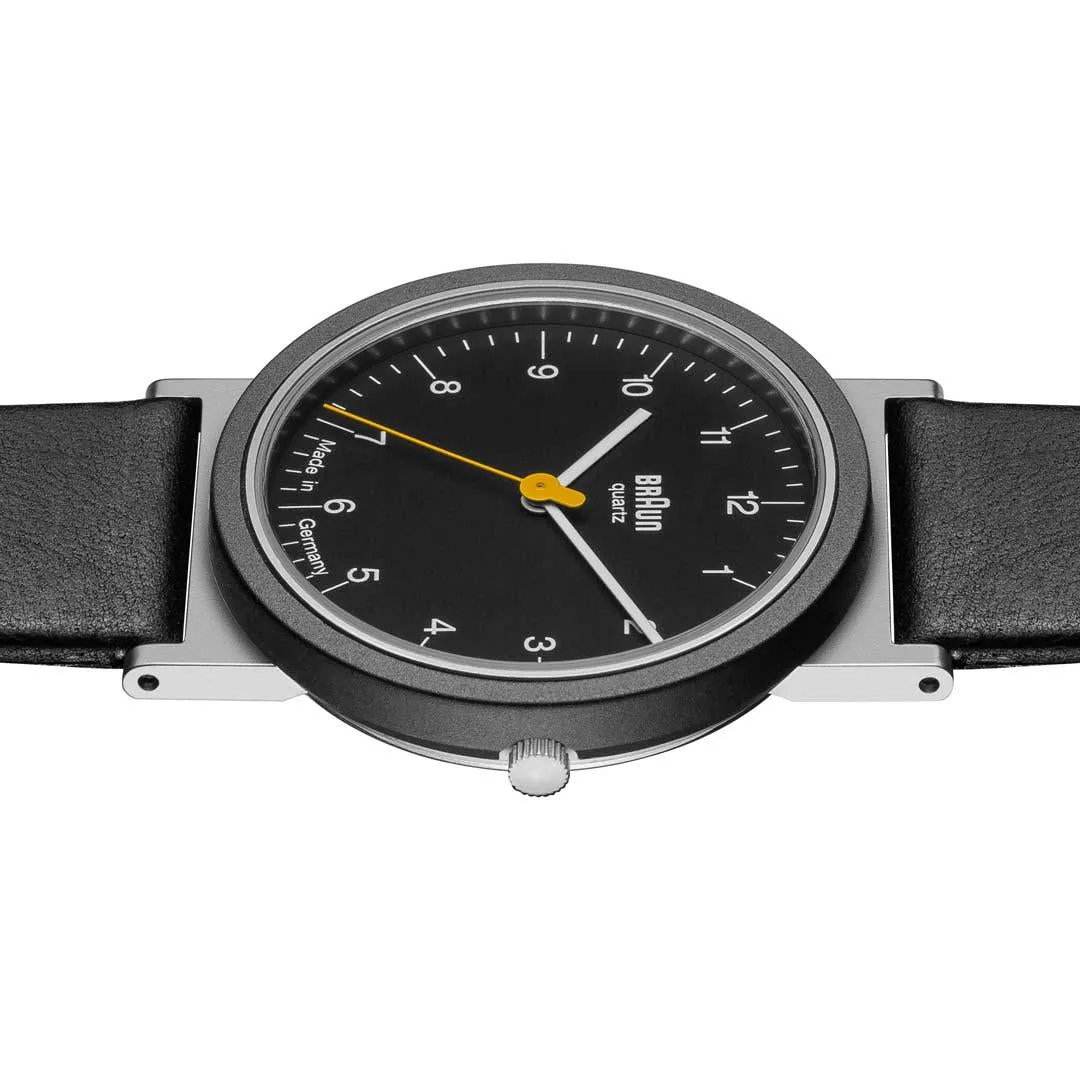 AW10 Braun classic watch - black dial and black leather strap