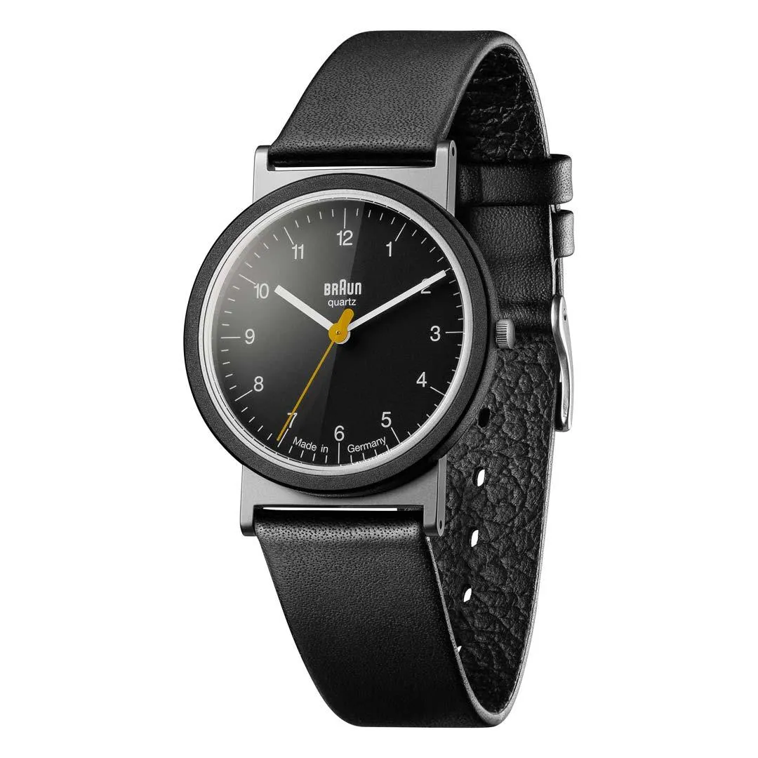 AW10 Braun classic watch - black dial and black leather strap
