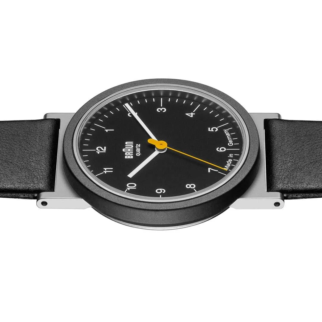 AW10 Braun classic watch - black dial and black leather strap