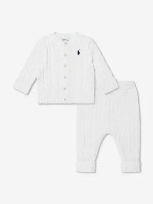 Baby Boys Cotton Trouser Set in White