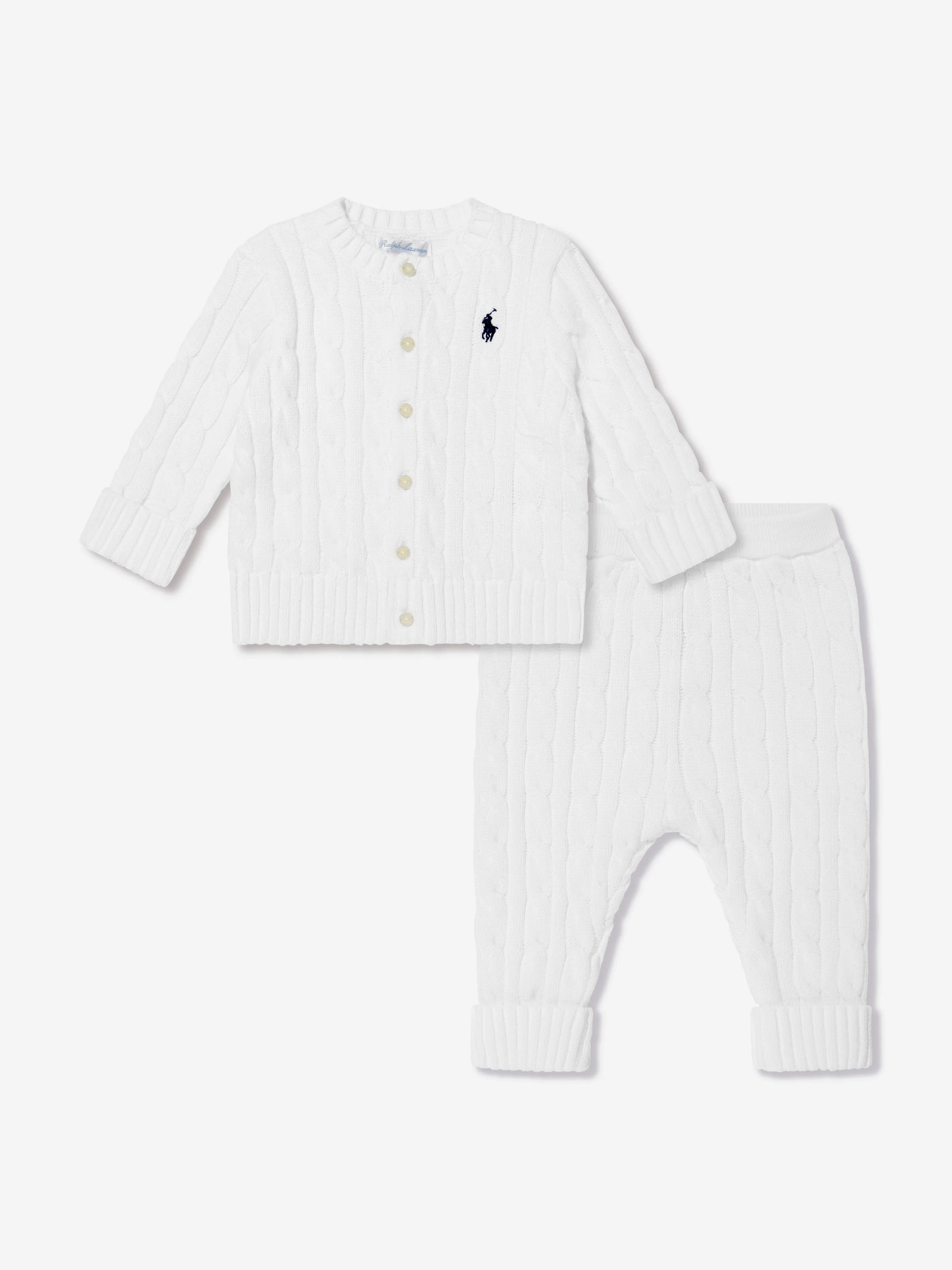 Baby Boys Cotton Trouser Set in White