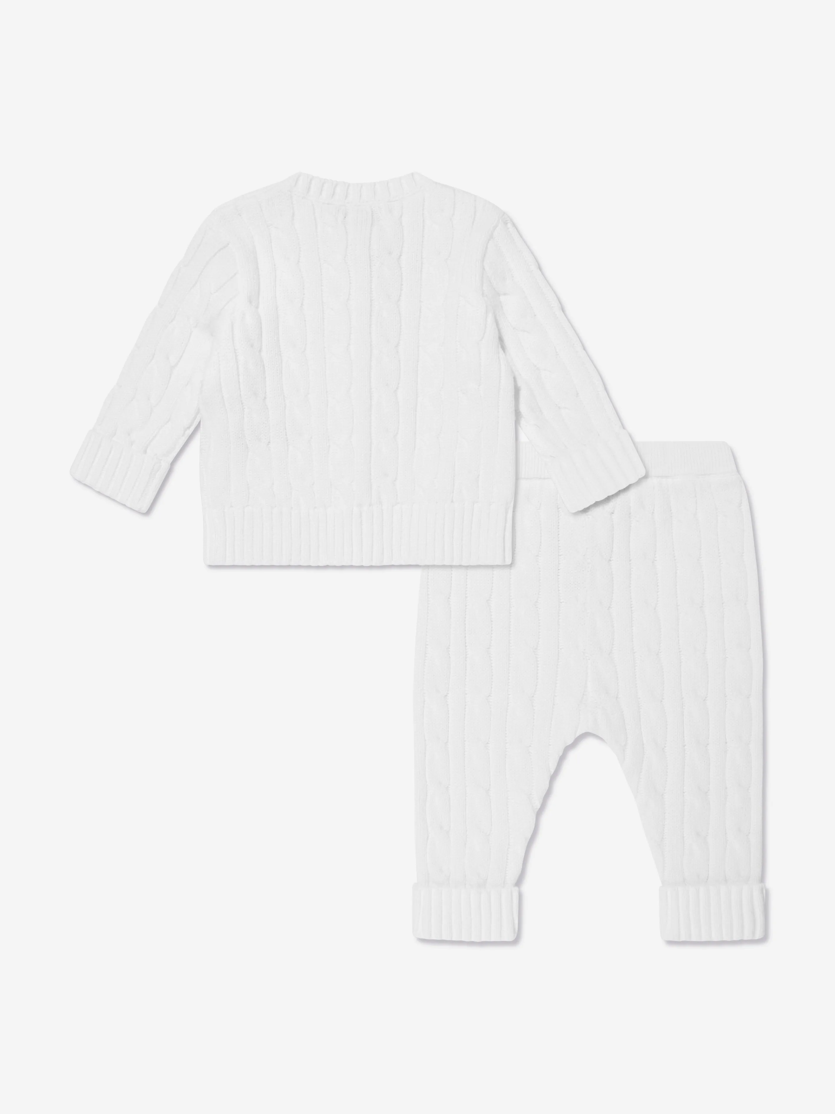 Baby Boys Cotton Trouser Set in White