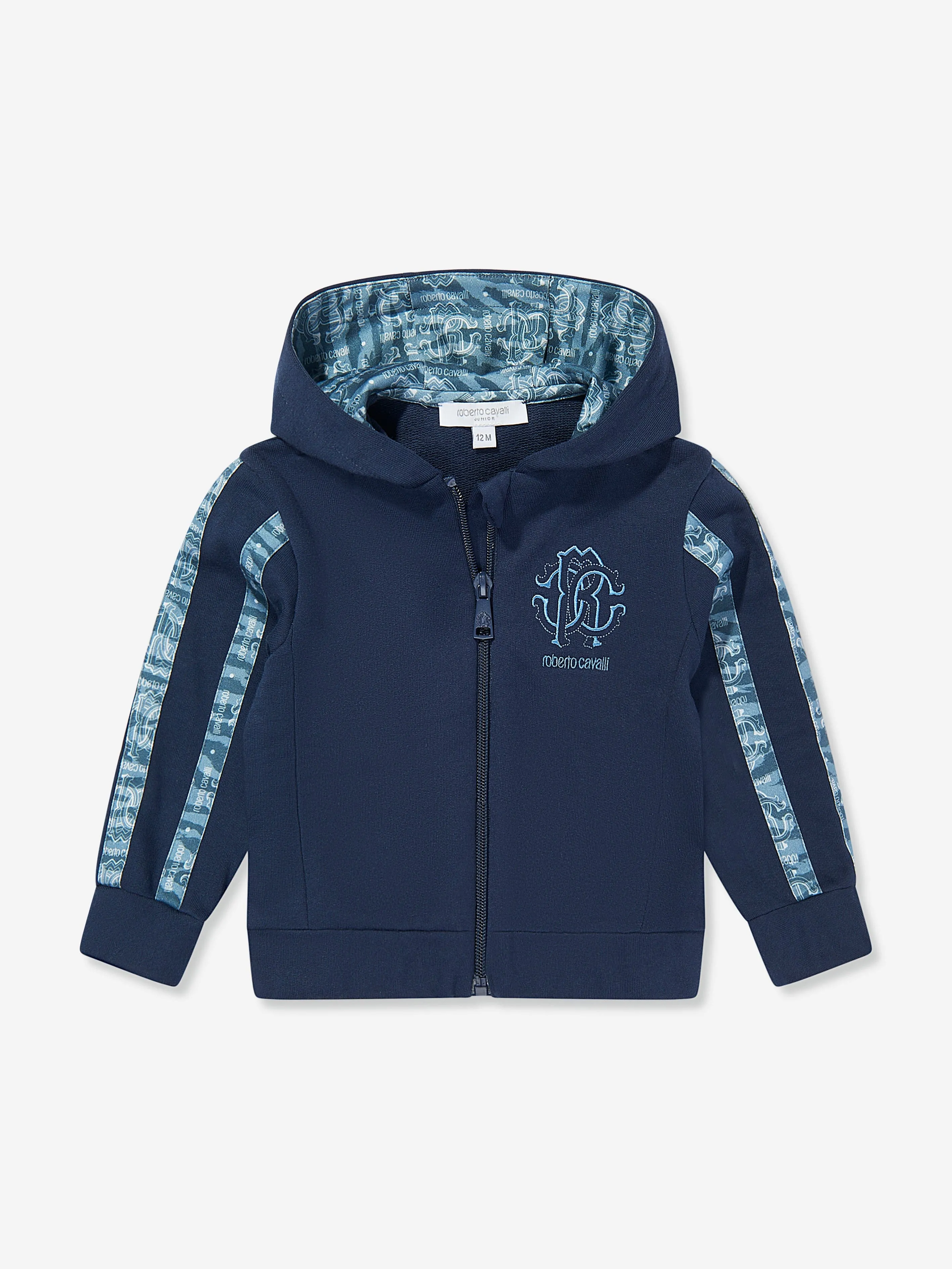Baby Boys Logo Zip Up Top in Navy