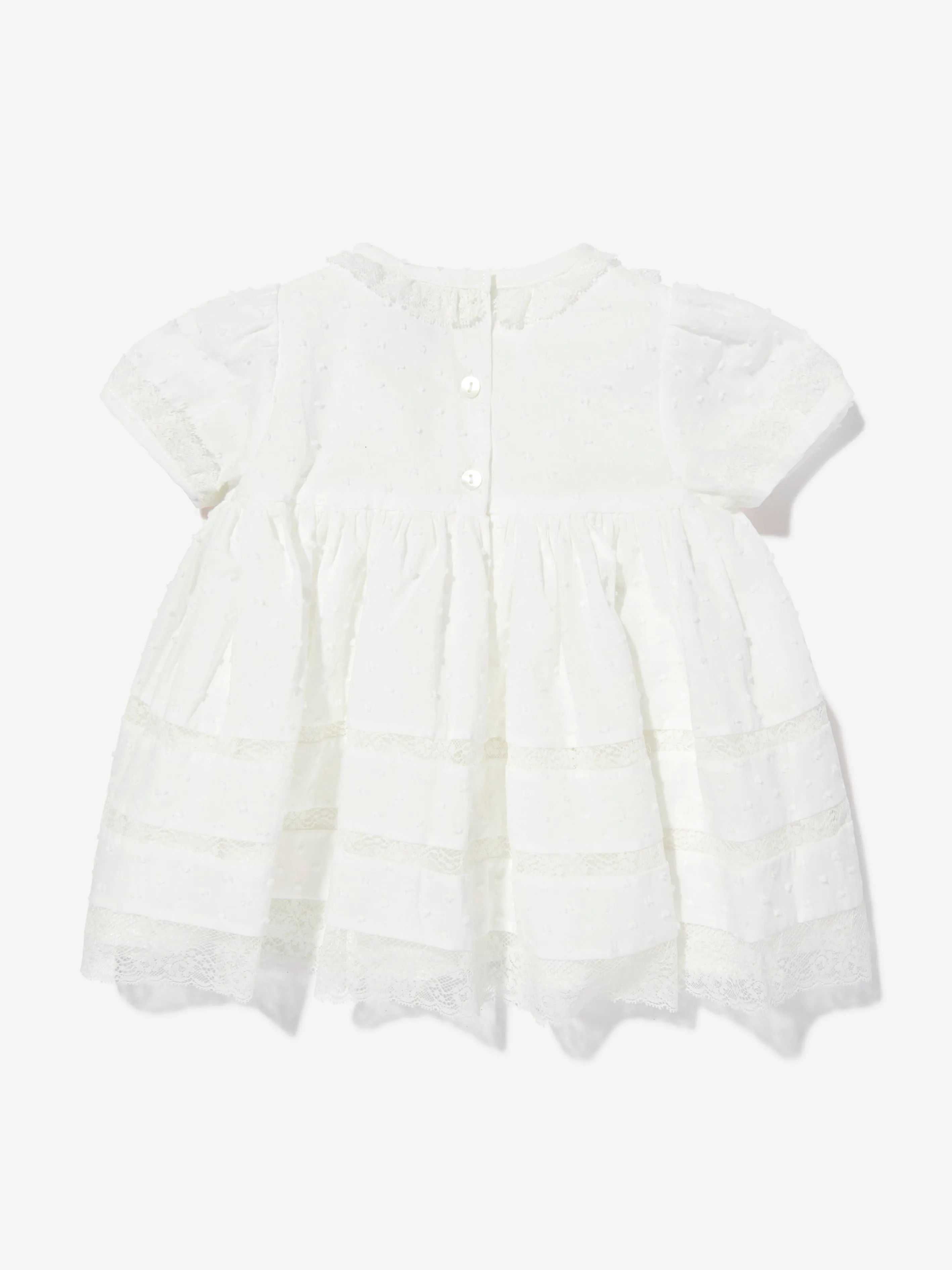 Baby Girls Dress and Bonnet in Ivory
