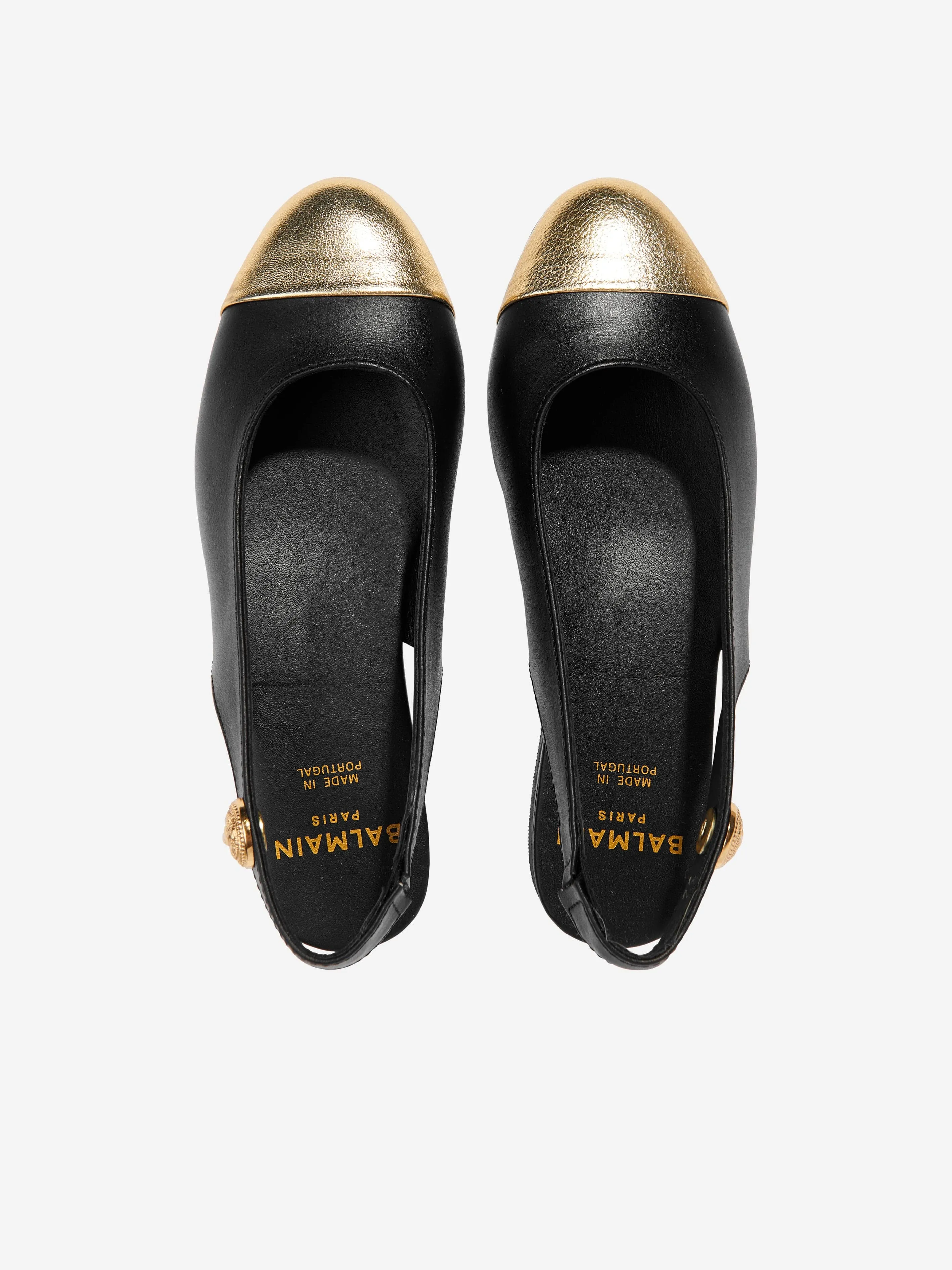 Balmain Girls Leather Slingback Ballerinas in Black