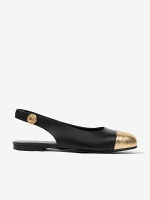 Balmain Girls Leather Slingback Ballerinas in Black