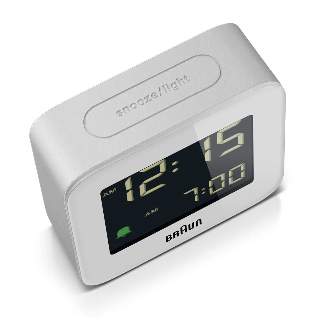 BC08 Braun digital travel alarm clock - white