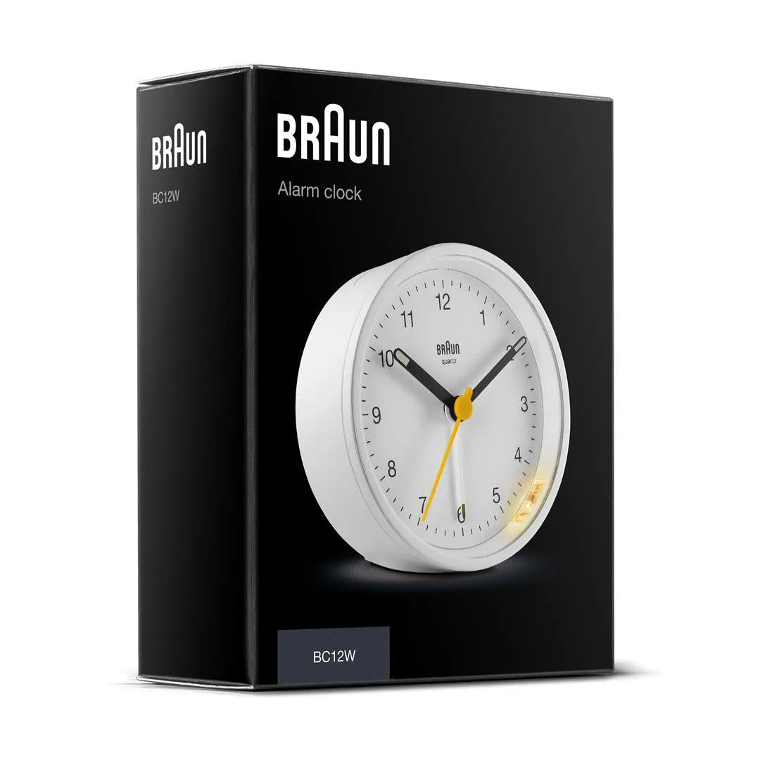 BC12 Braun classic analogue alarm clock - white