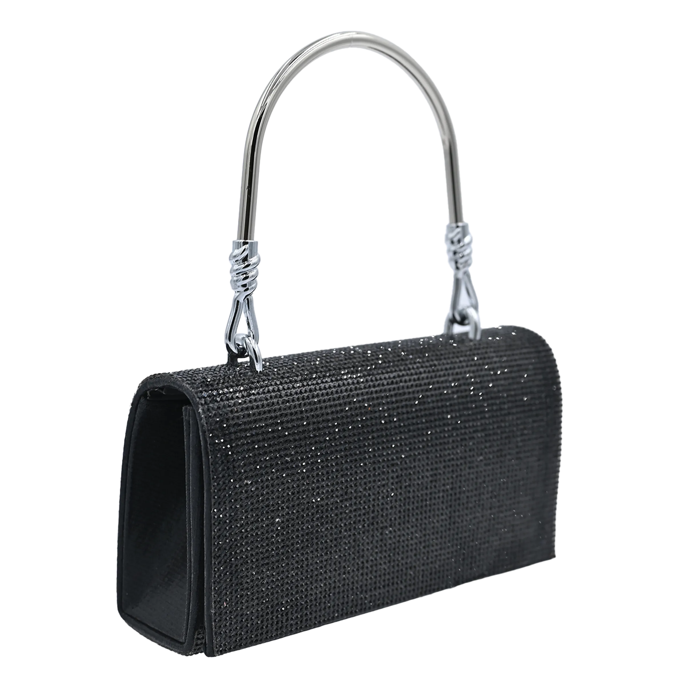 Black Rhinestone Foldover Handbag