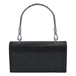 Black Rhinestone Foldover Handbag