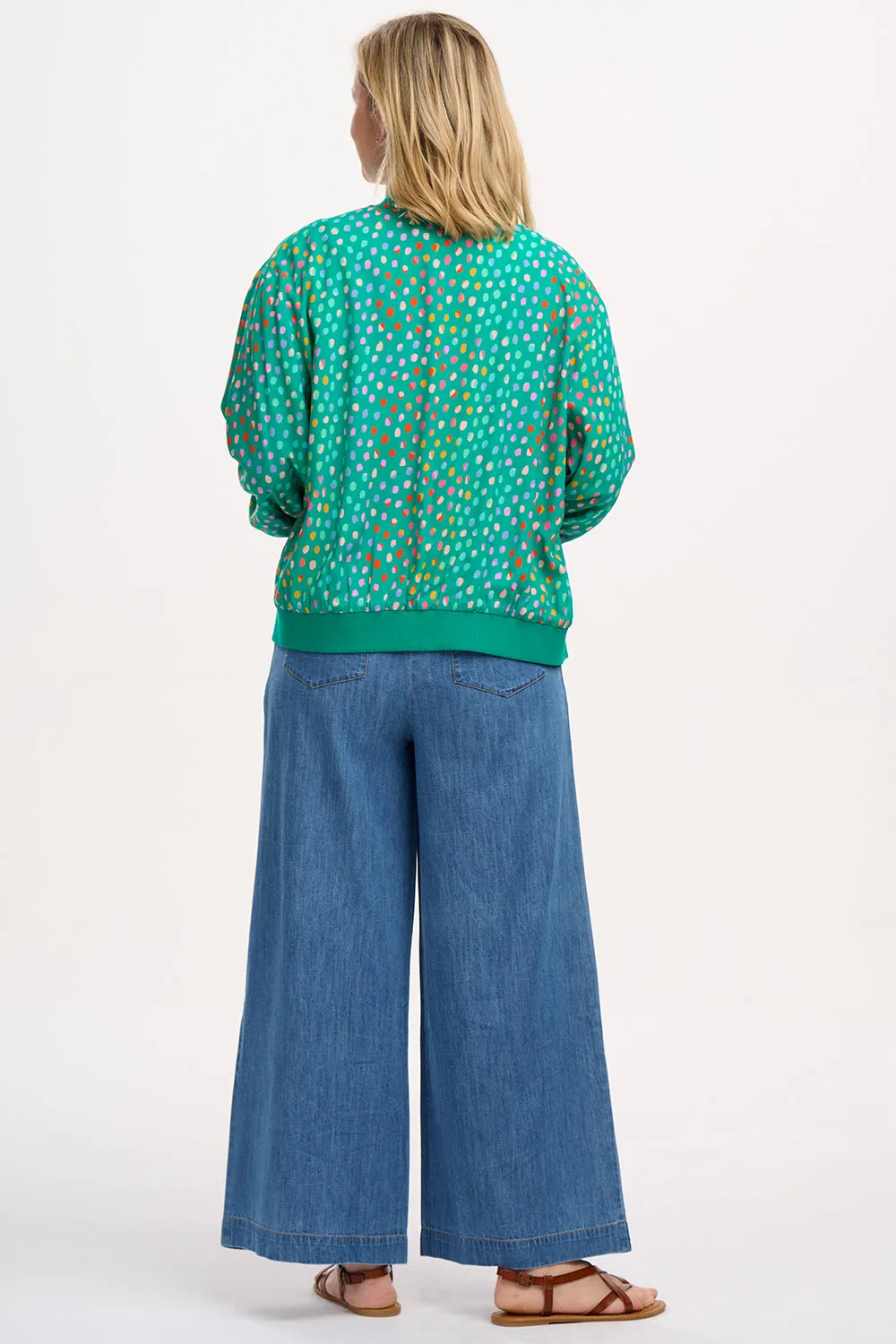 Bobbi Bomber Jacket - Green. Rainbow Pebbles