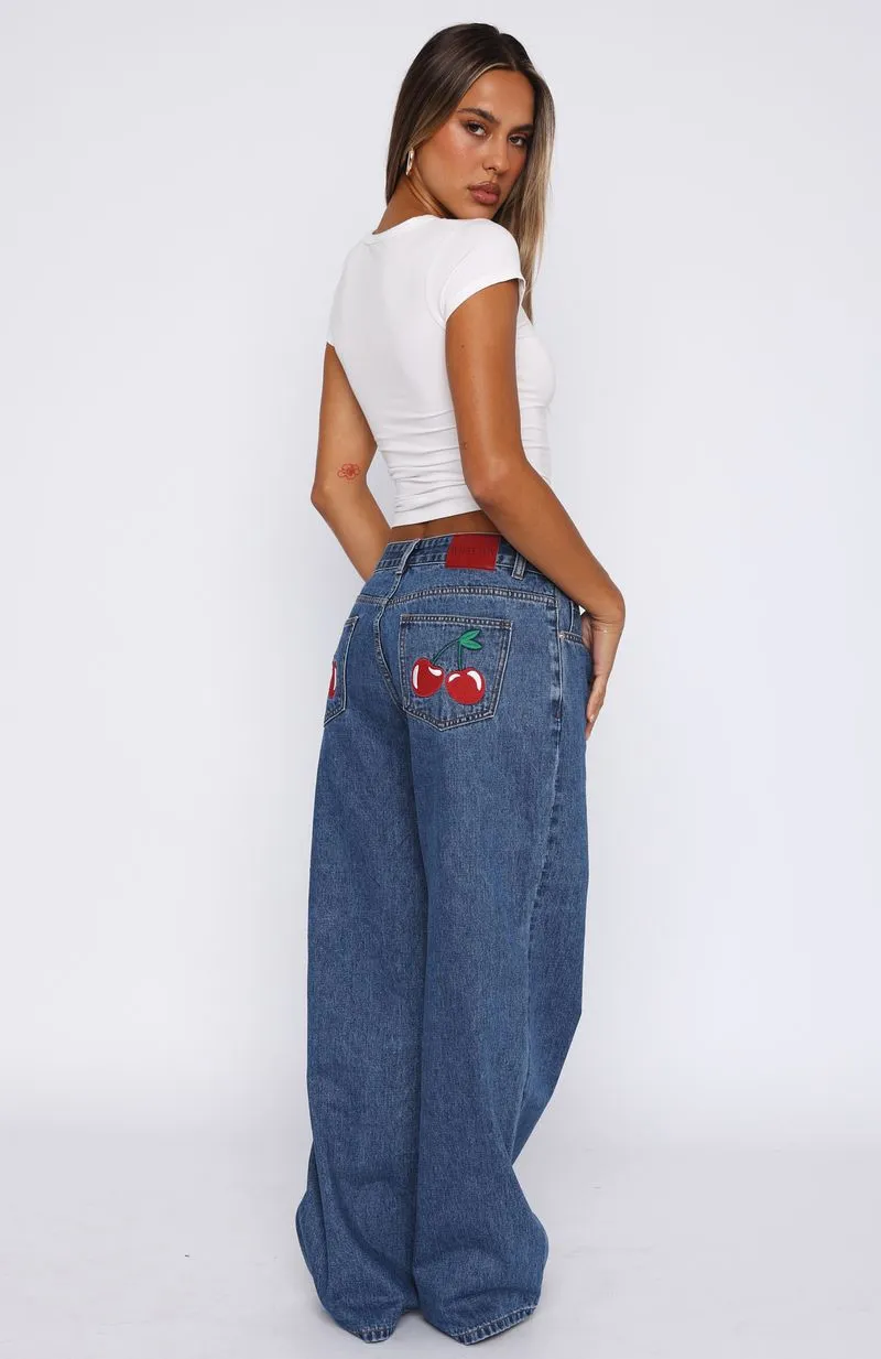 Brianna Low Rise Wide Leg Jeans Admiral Blue