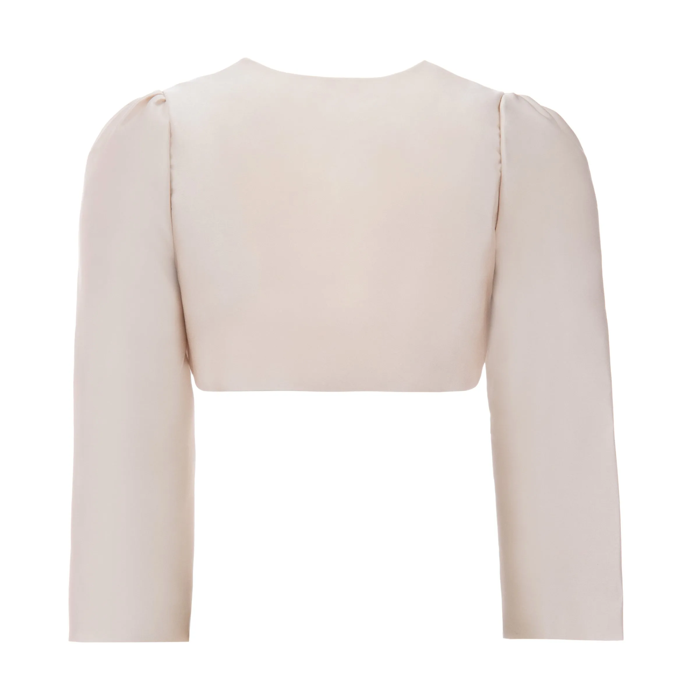 Champagne Cropped Satin Cardigan