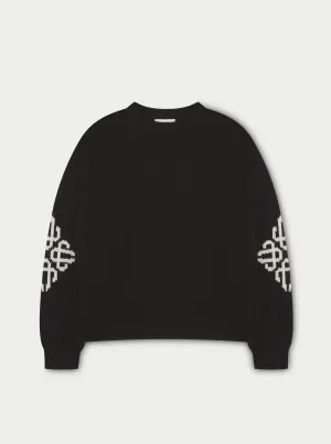 CHUNKY KNIT EMBLEM JUMPER - BLACK