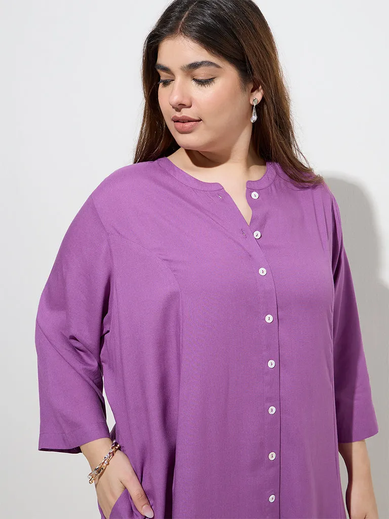 Diza Purple Solid A-Line Kurta