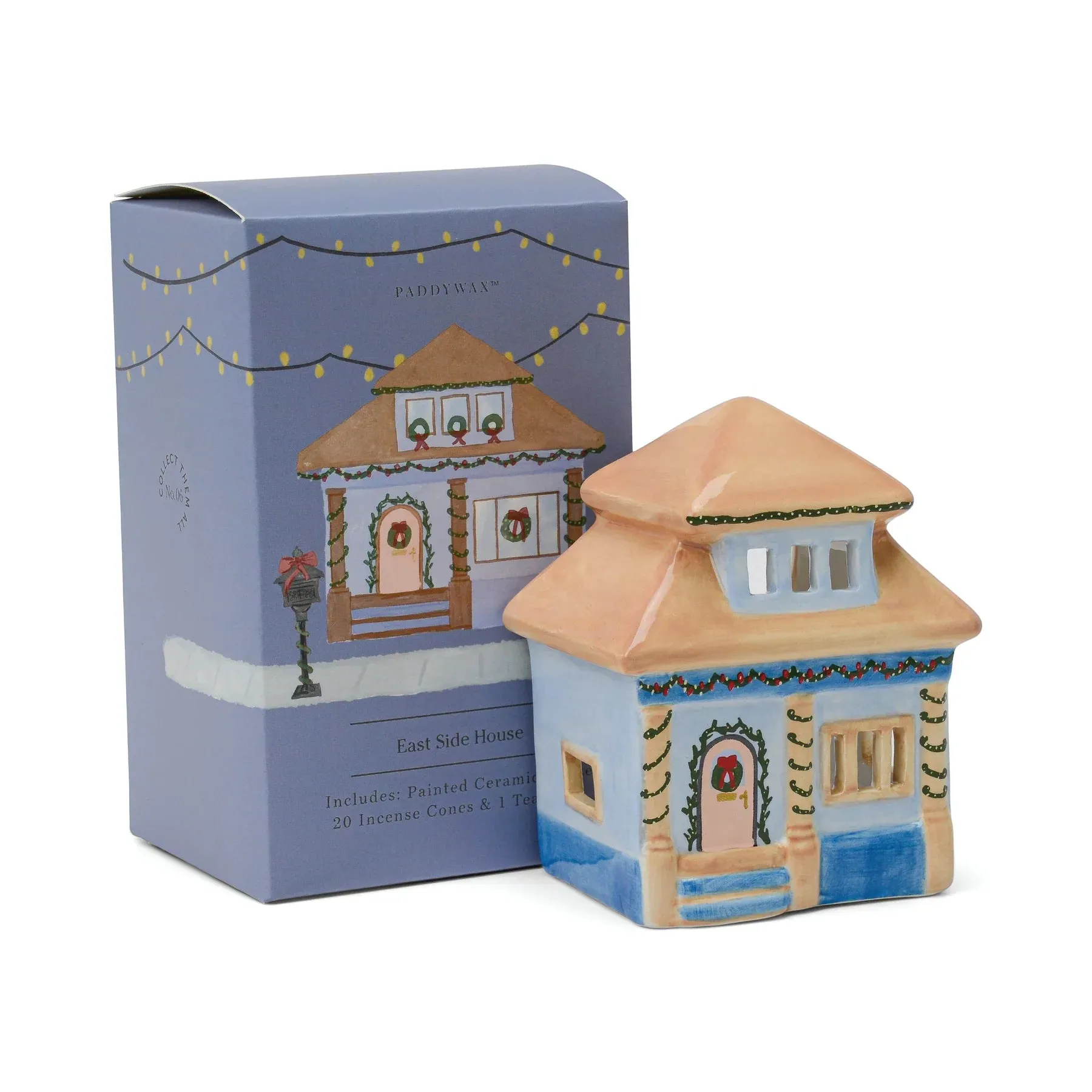 East Side House Style Incense & Tea Light Holder Ceramic House