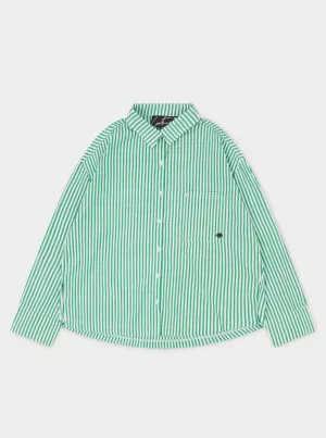 EMBLEM STRIPE OVERSIZED SHIRT - GREEN