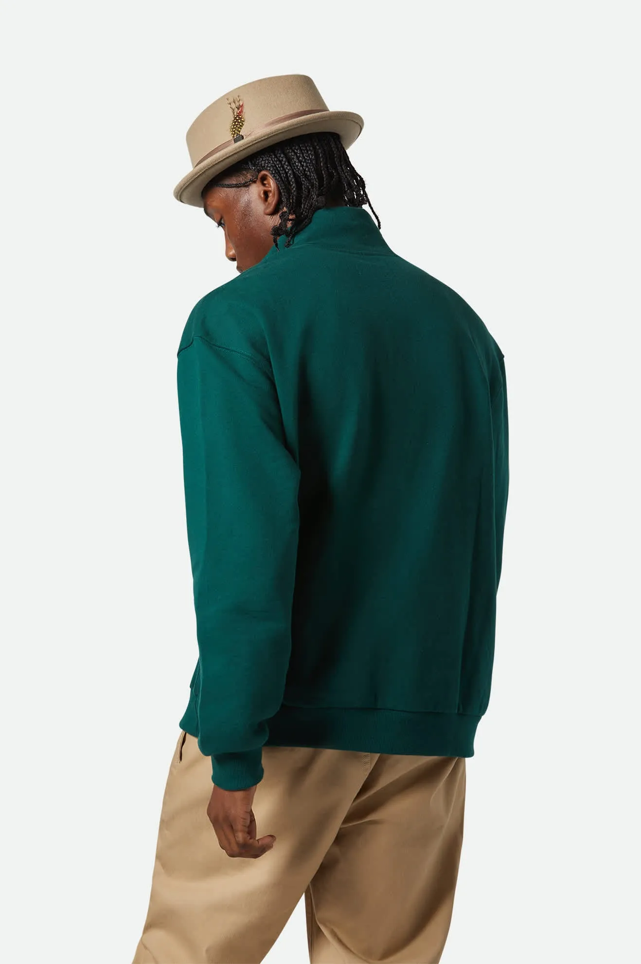 Embroidered Heavyweight Oversized Half Zip - Deep Emerald