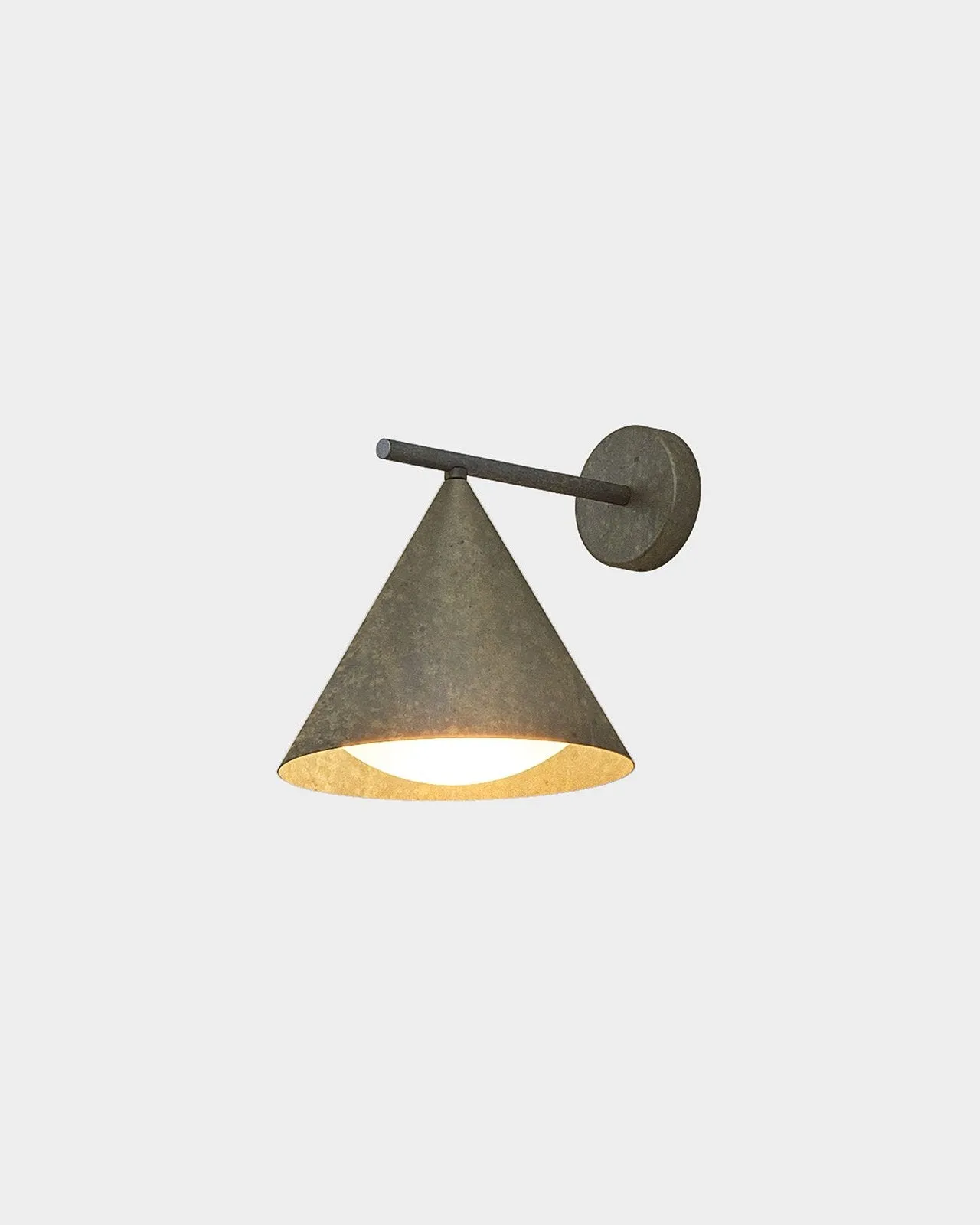 Exterior Brass Cone Straight Arm Wall Light