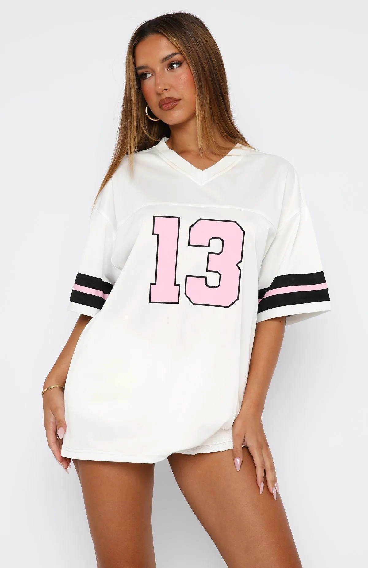 Friday Night Lights Oversized Jersey White/Pink