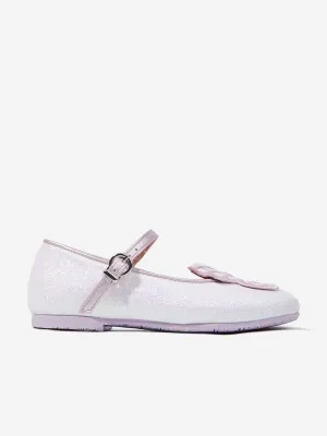 Girls Butterfly Embroidery Flat in Ivory