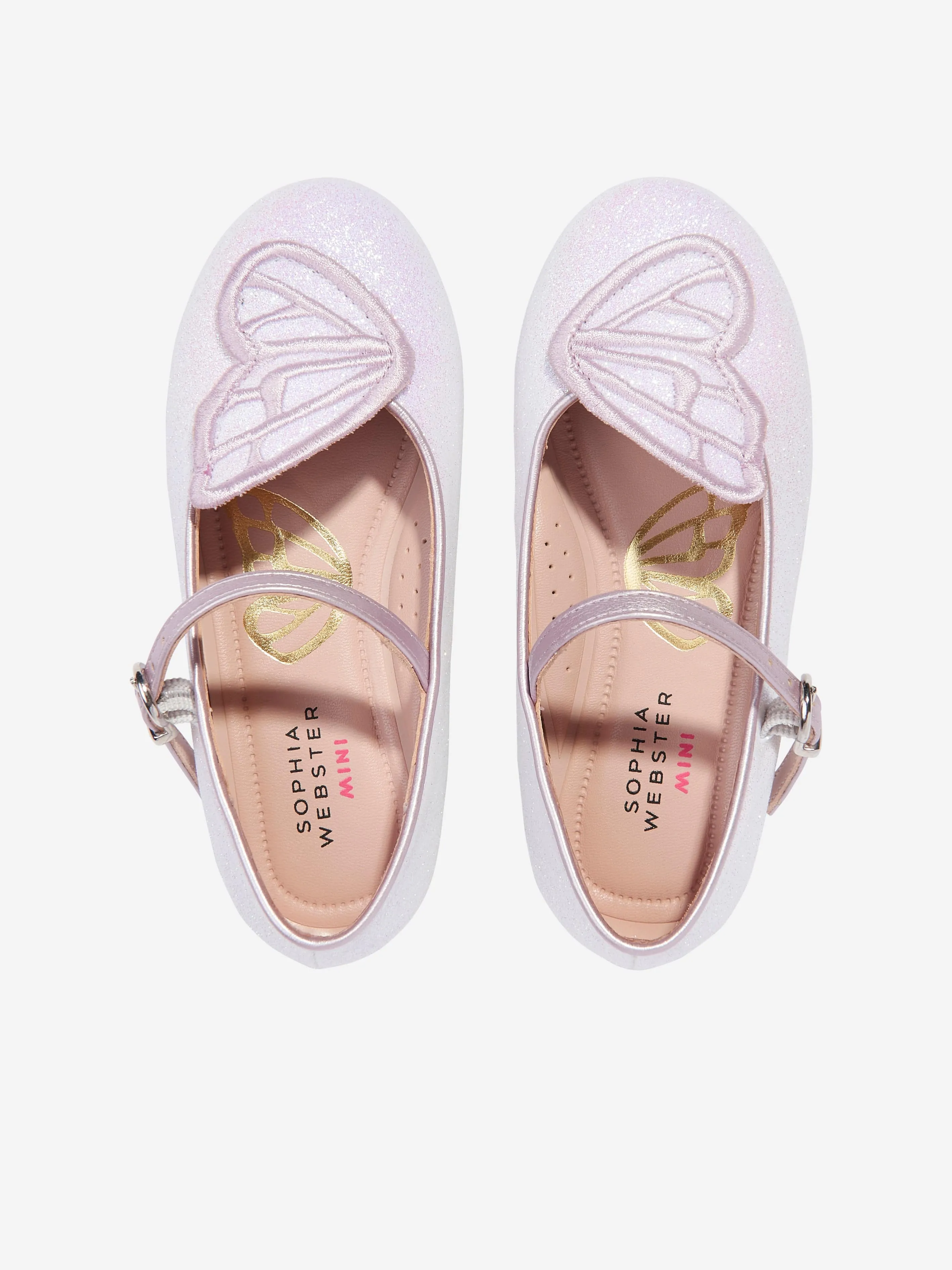 Girls Butterfly Embroidery Flat in Ivory
