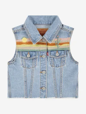 Girls Embroidered Gilet in Blue