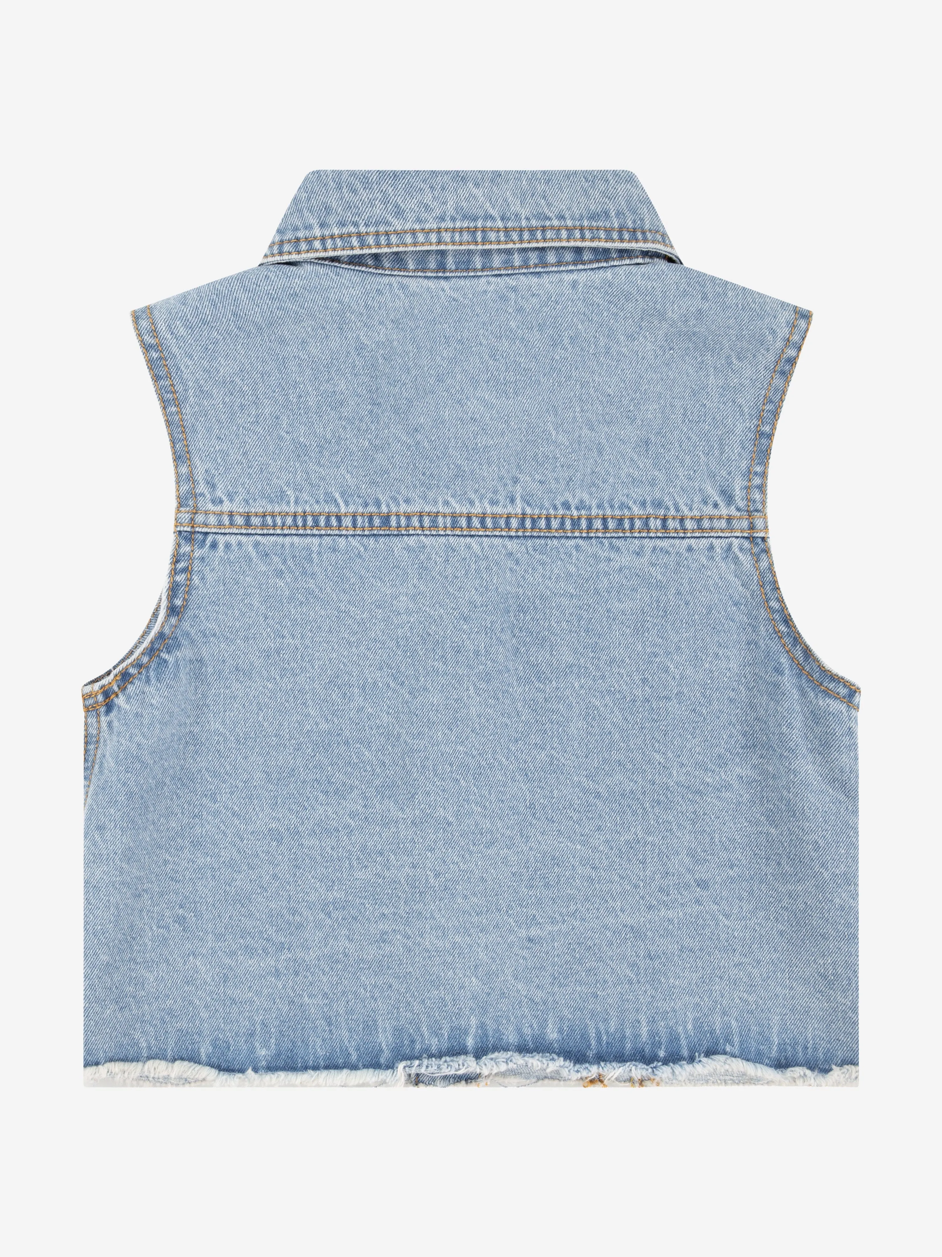 Girls Embroidered Gilet in Blue