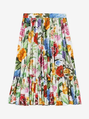 Girls Floral Print Skirt in Multicolour