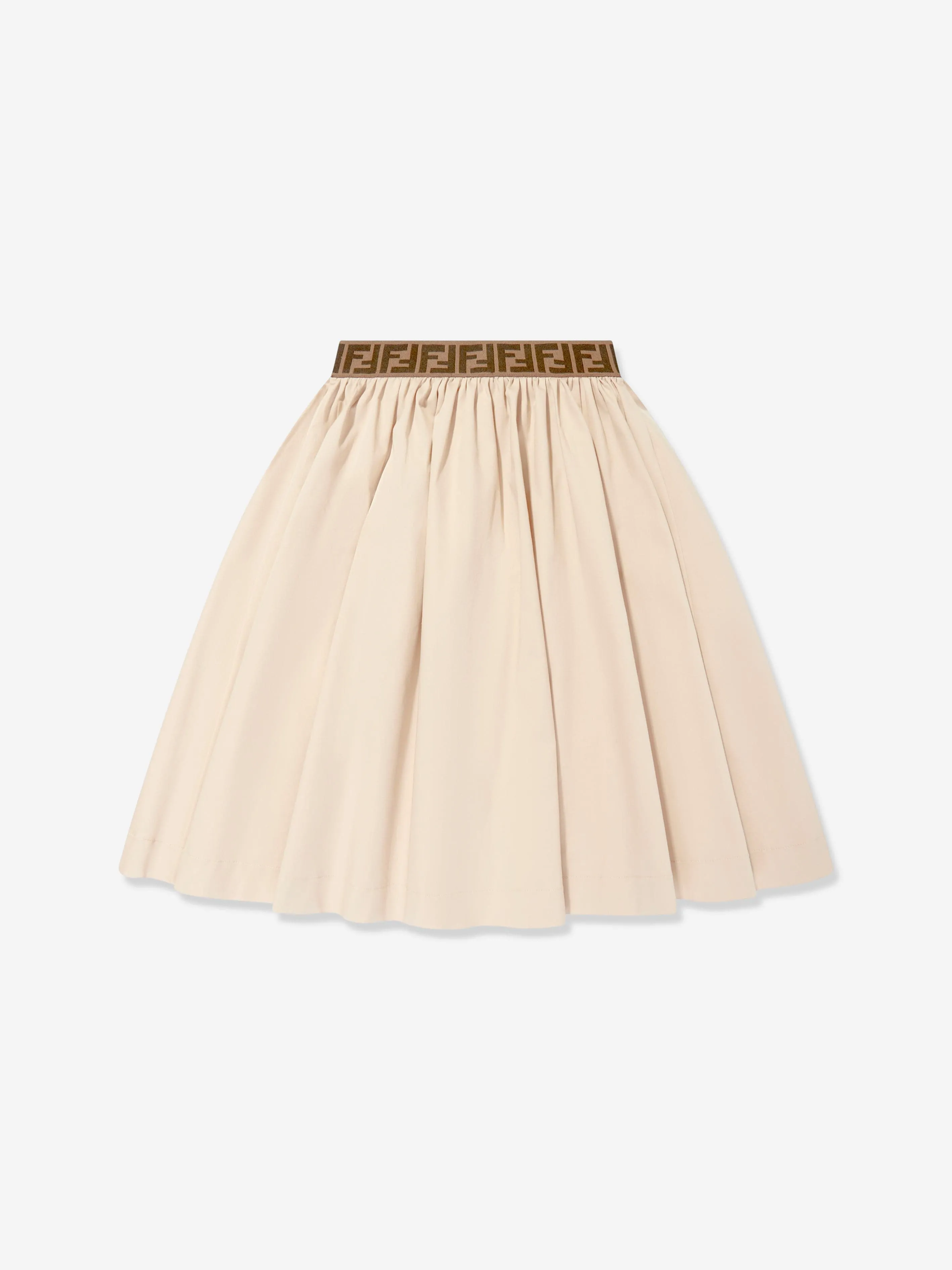 Girls Stretch Gabardine Skirt in Beige