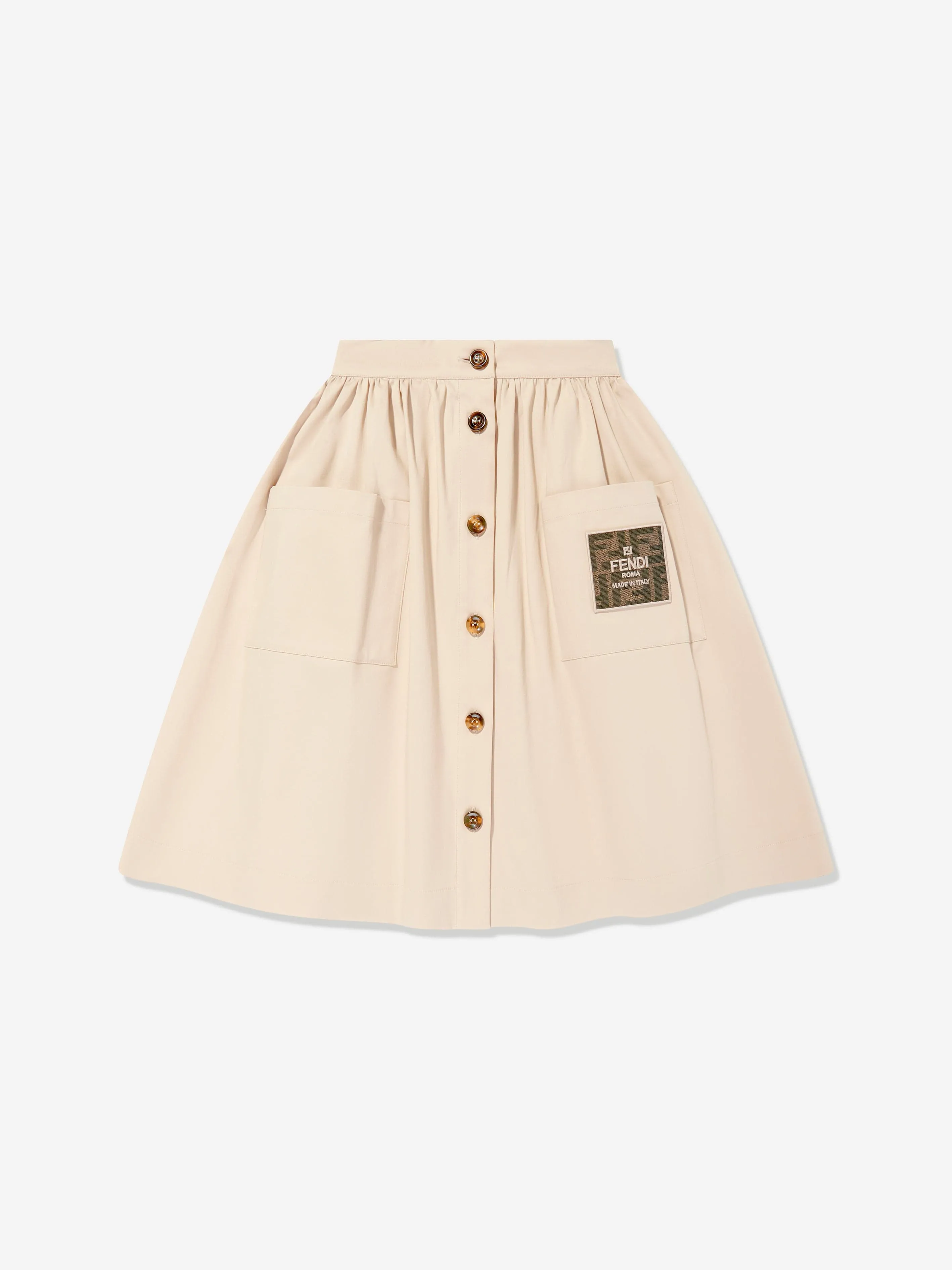 Girls Stretch Gabardine Skirt in Beige