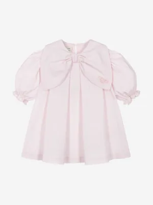 Girls Striped Bow Dress in Pink