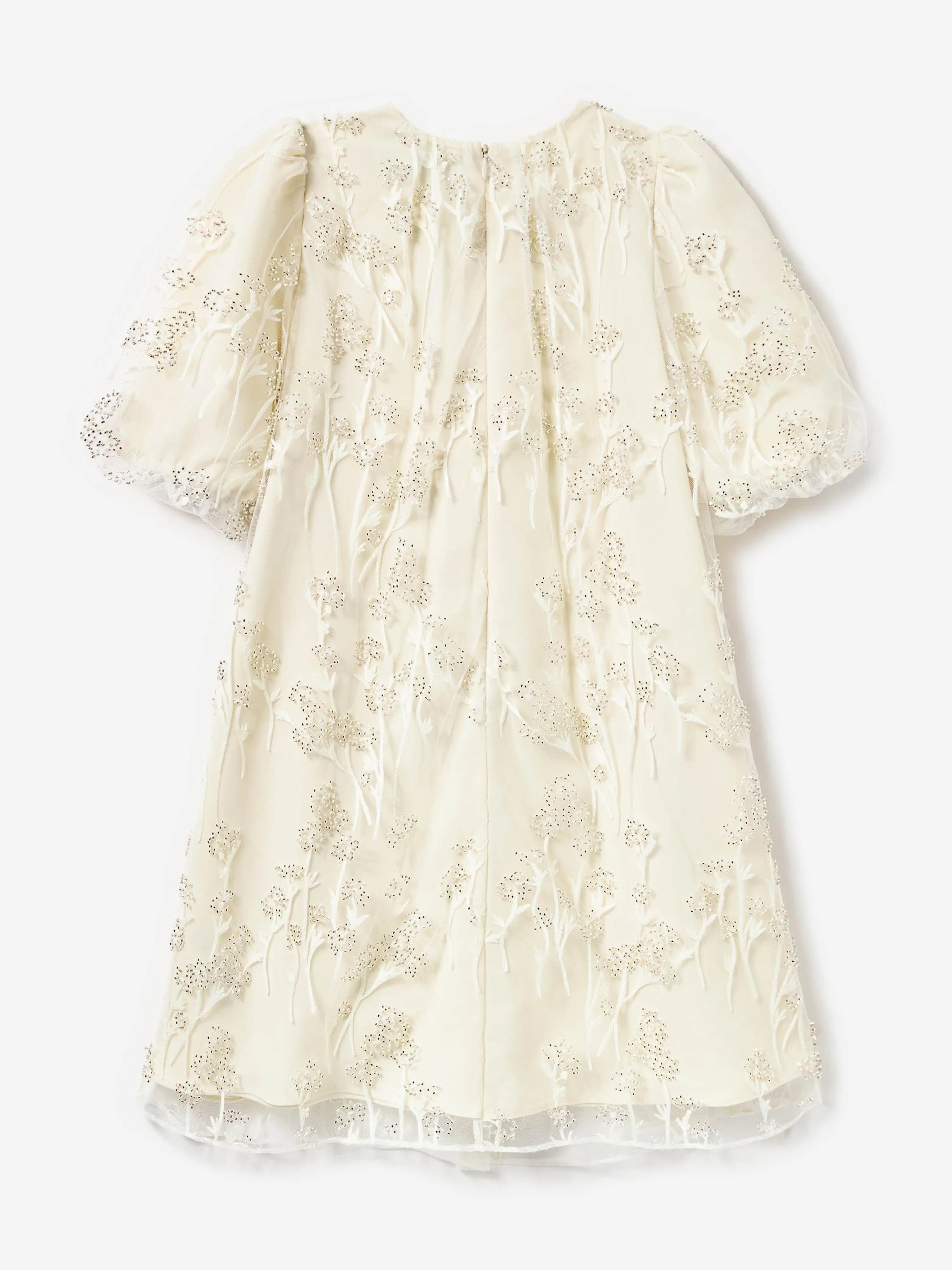 Girls Tulle Flower Dress in Ivory