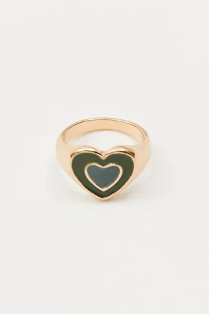 Green Heart Chunky Ring