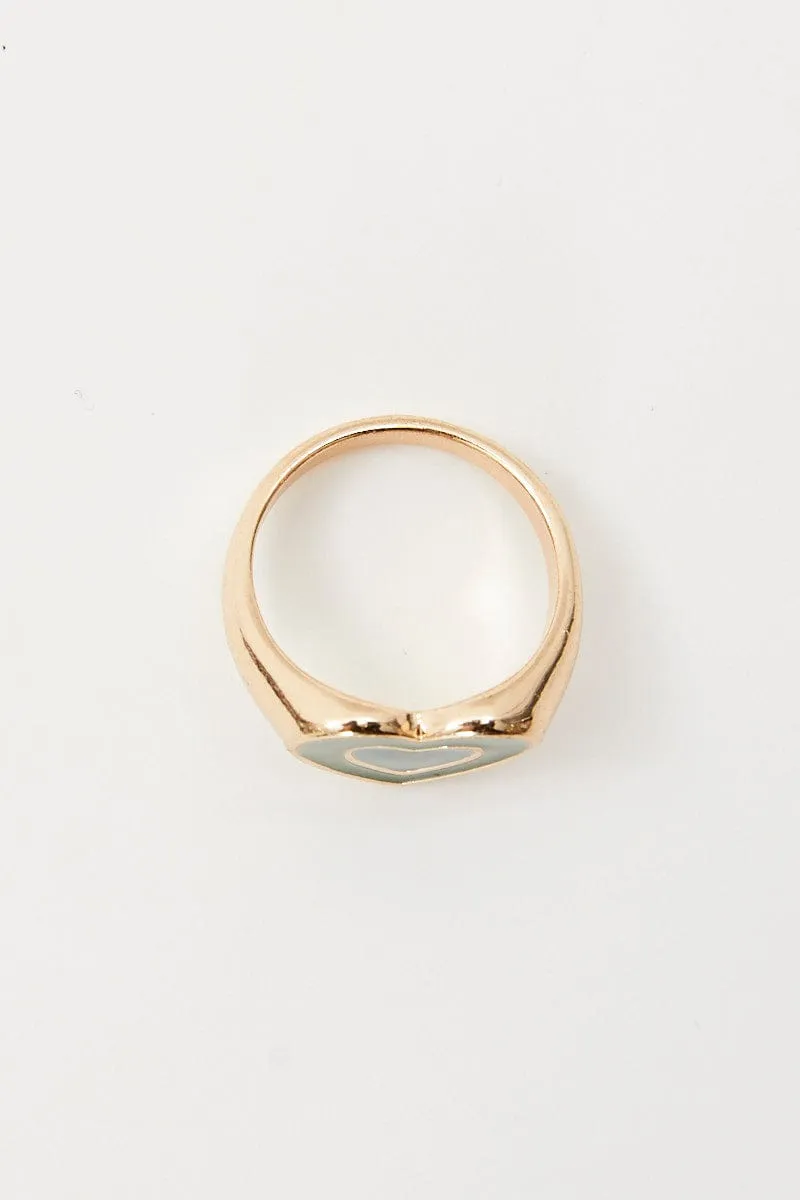 Green Heart Chunky Ring