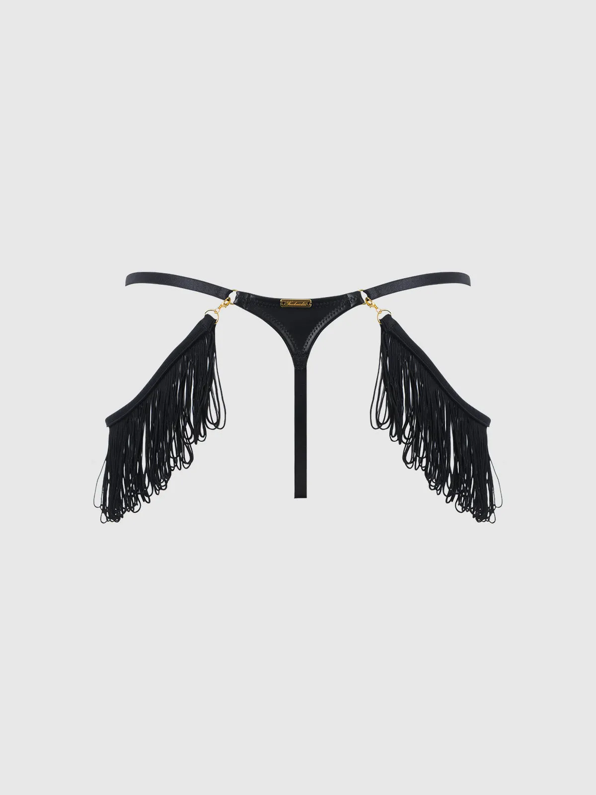 Hendrix Faux Leather Thong With Detachable Fringe