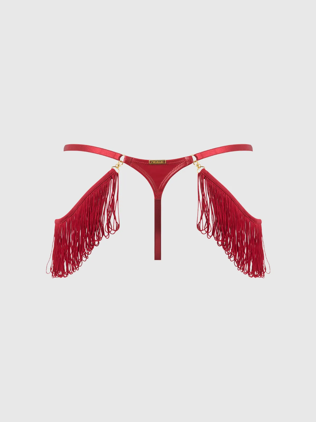 Hendrix Faux Leather Thong With Detachable Fringe