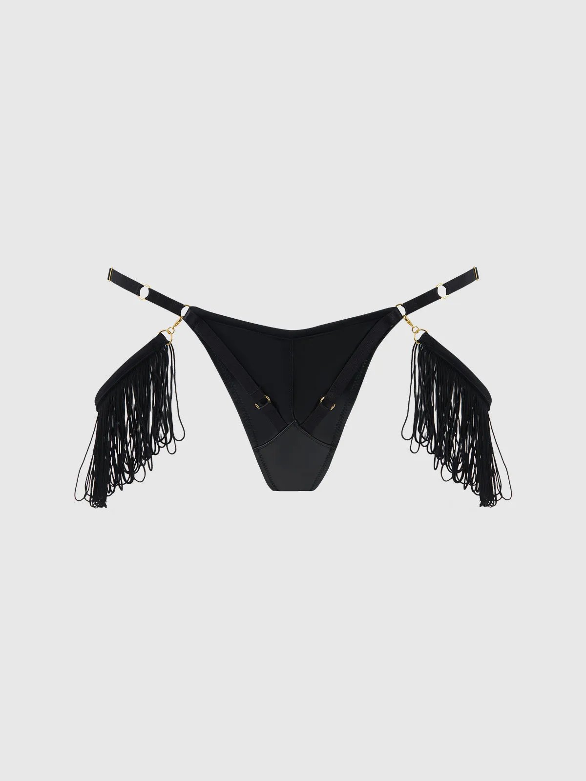Hendrix Faux Leather Thong With Detachable Fringe