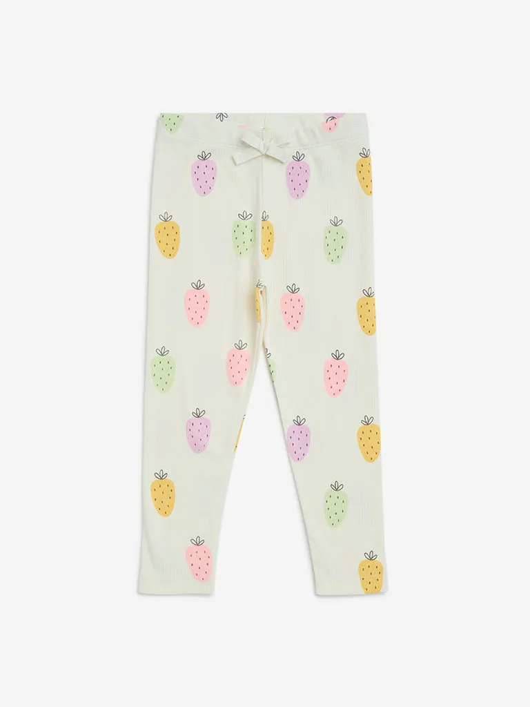 HOP Kids Off-White High-Rise Cotton-Blend Leggings