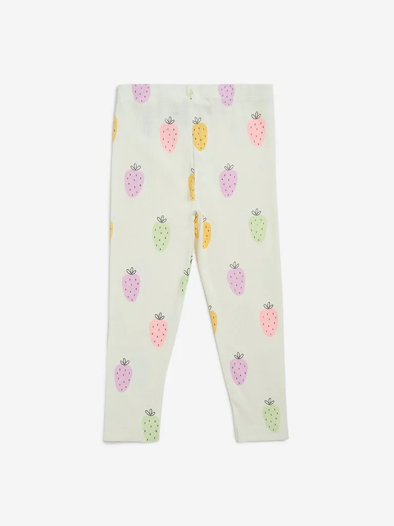 HOP Kids Off-White High-Rise Cotton-Blend Leggings