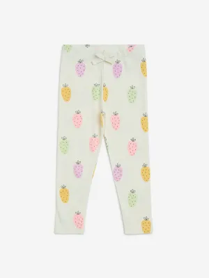 HOP Kids Off-White High-Rise Cotton-Blend Leggings