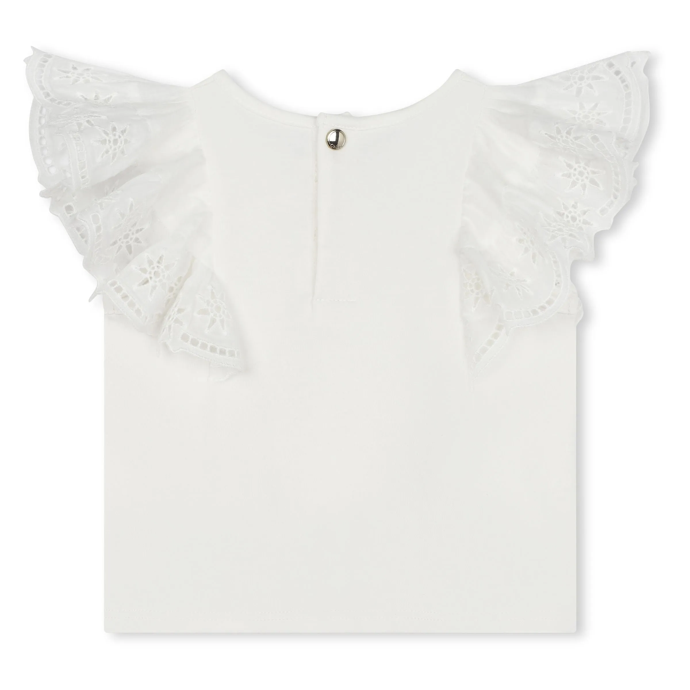 Ivory Logo Embroidered Cotton Blouse